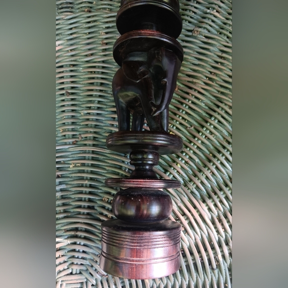 Vintage Ebony Wood hand carved elephant candlestick candle holder - Picture 8 of 10